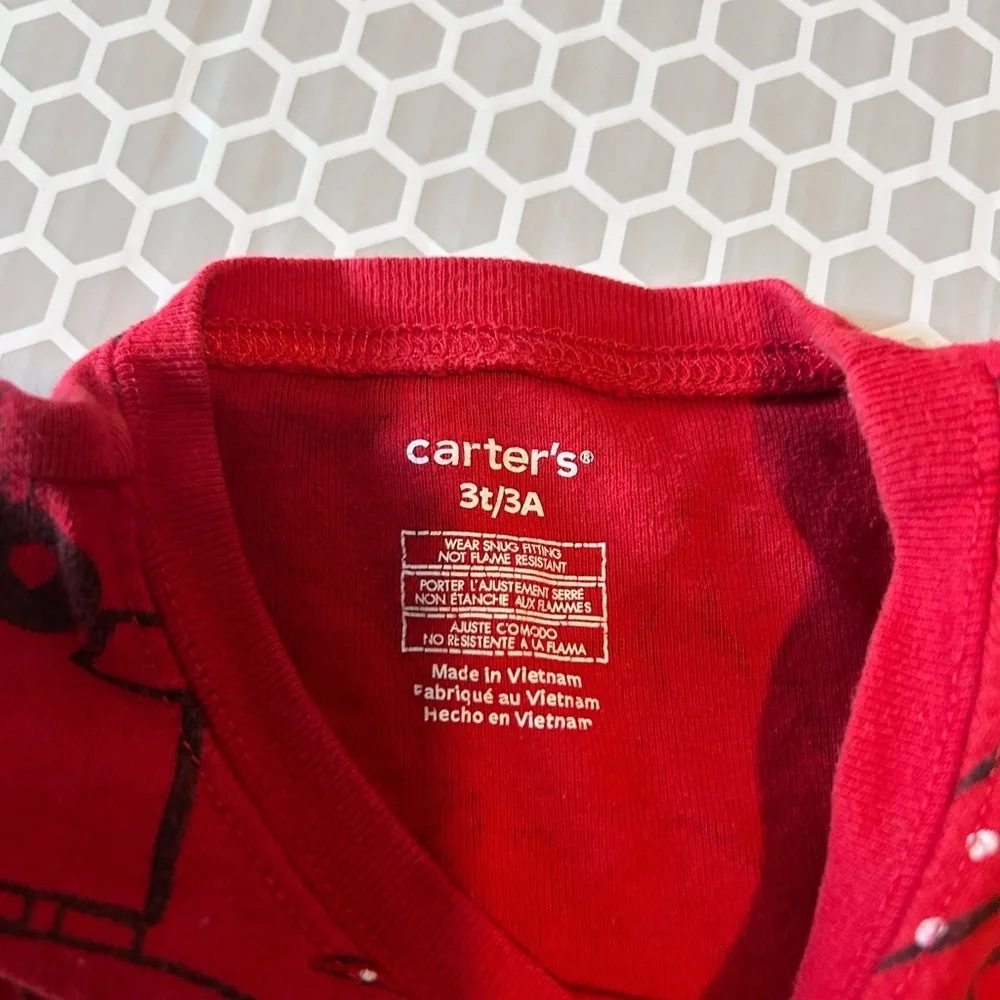 Carter's Red Fire Truck Theme Kids Pajama Set Size 3T